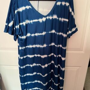 Blue and White Tie-Dye Dress